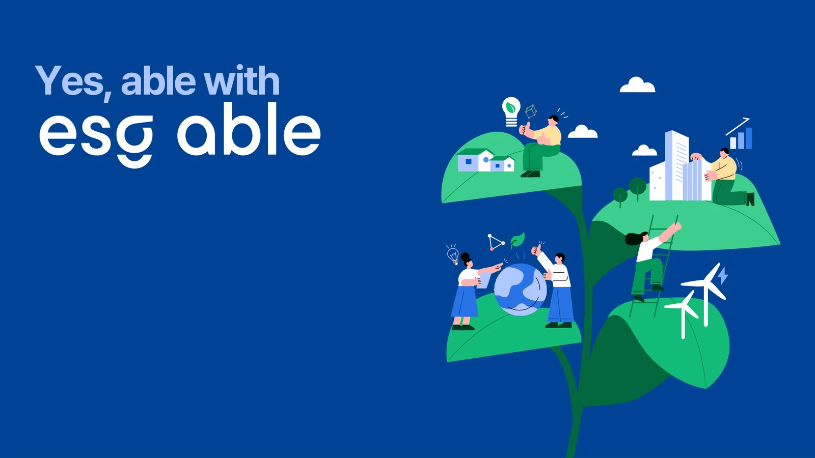 ESG able 소개서의 브랜드와 일러스트 지면